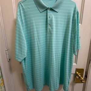 Amazon Essentials Men's Aqua Striped Polo Shirt